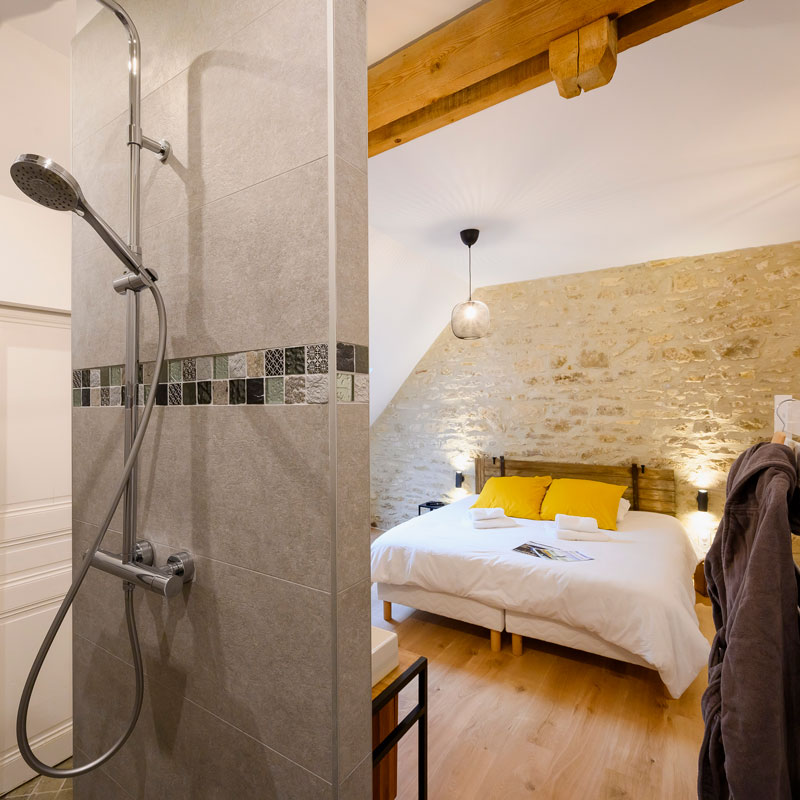 Chambre avec douche à l'italienne - Gite la grange - Bruyeres et montberault